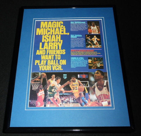 1989 NBA Superstars Video Framed 11x14 ORIGINAL Advertisement Michael Jordan