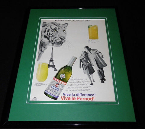 1966 Vive Le Pernod Framed 11x14 ORIGINAL Vintage Advertisement