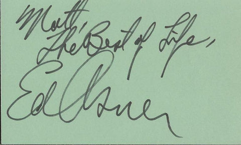 Ed Asner Signed Vintage 3x5 Index Card 