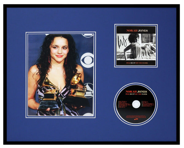 Norah Jones Signed Framed 16x20 Photo + Pick Me Up Off the Floor CD Display