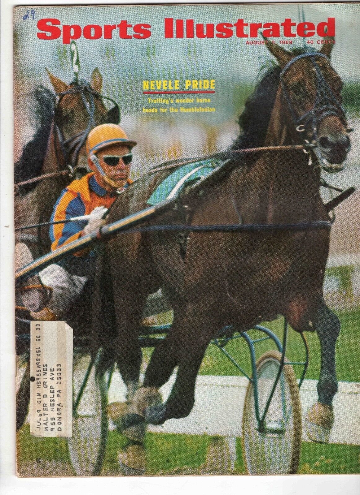 Aug 5 1968 Sports Illustrated Magazine Nevele Pride Hambletonian