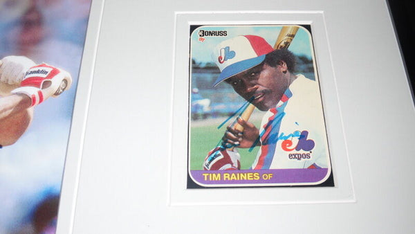 Tim Rock Raines Signed Framed 11x17 Photo Display Montreal Expos 