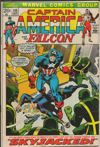 Captain America #145 ORIGINAL Vintage 1972 Marvel Comics Falcon FATWS