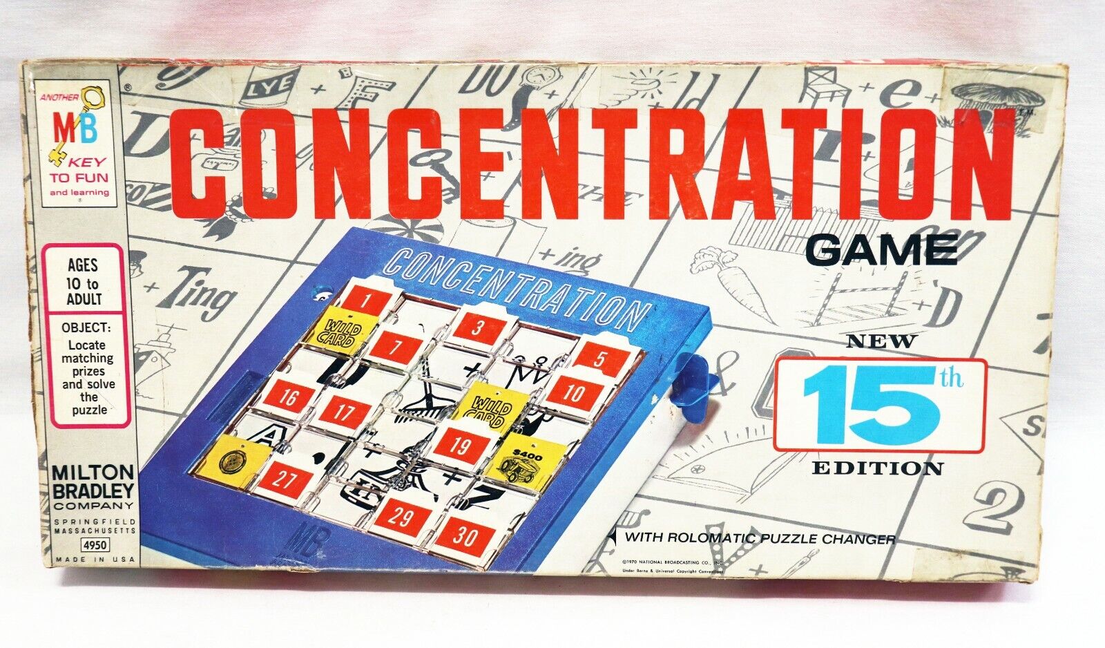 VINTAGE 1970 Milton Bradley Concentration 15th Edition Board Game