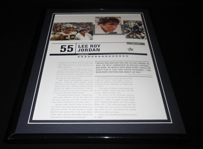 Lee Roy Jordan Framed 11x14 Photo Display Dallas Cowboys