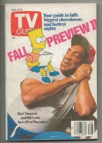 ORIGINAL Vintage September 22, 1990 TV Guide Magazine Bill Cosby Bart Simpson