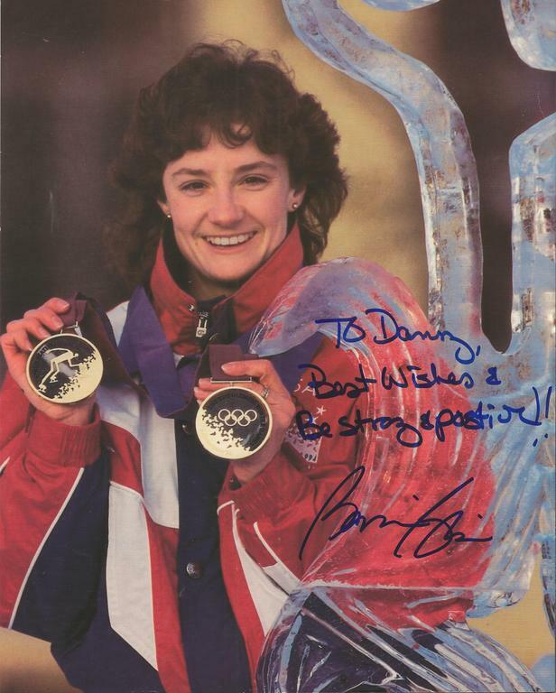 Bonnie Blair Signed 8x10 Photo w/ Gold Medals