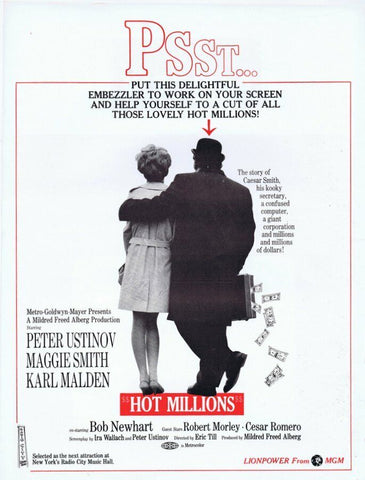 Hot Millions ORIGINAL Vintage 1968 9x12 Industry Ad Peter Ustinov Bob Newhart