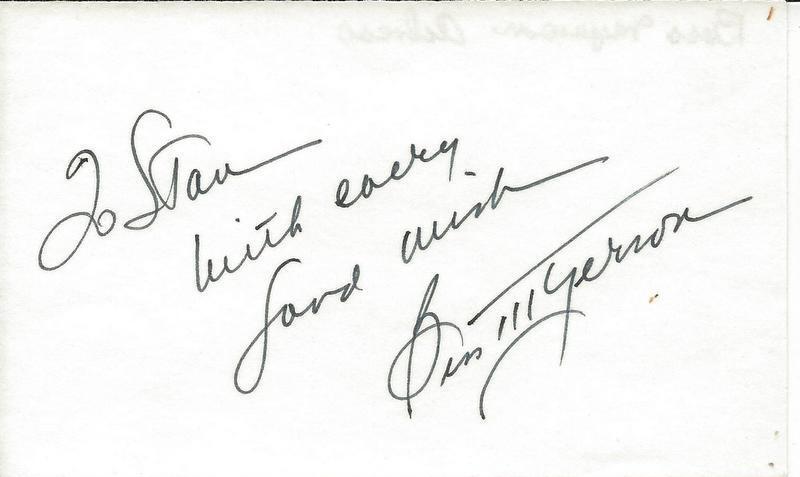 Bess Myerson Miss America 1945 Signed 3x5 Index Card B