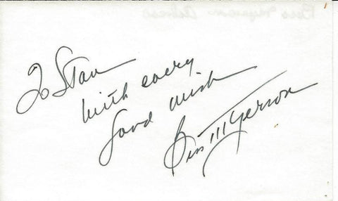 Bess Myerson Miss America 1945 Signed 3x5 Index Card B