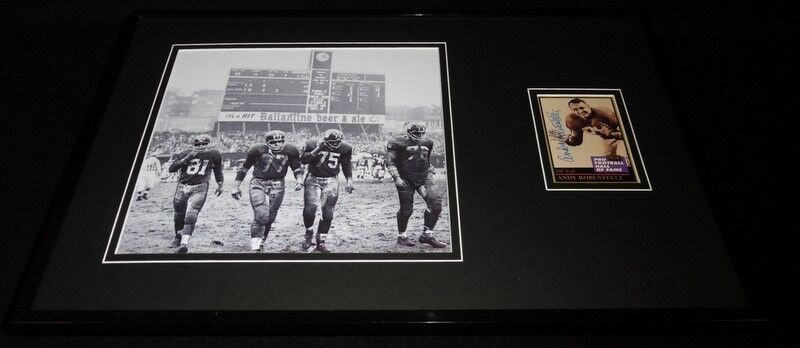 Andy Robustelli Signed Framed 11x17 Photo Display Giants