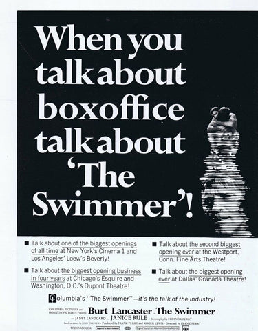 The Swimmer ORIGINAL Vintage 1968 9x12 Industry Advertisement Burt Lancaster