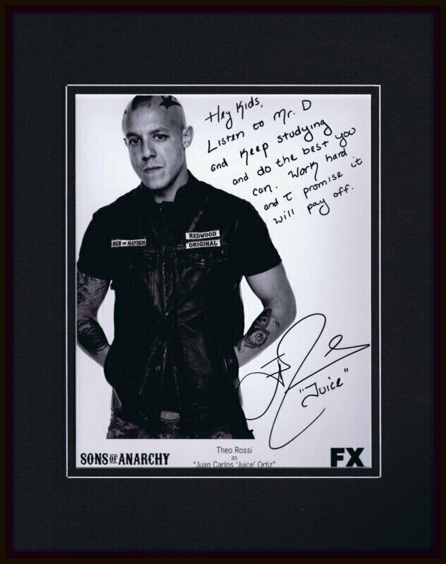 Theo Rossi Signed Framed 11x14 Photo Display w/ Extensive Inscription to School