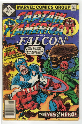 Captain America #212 ORIGINAL Vintage 1977 Marvel Comics Red Skull Falcon