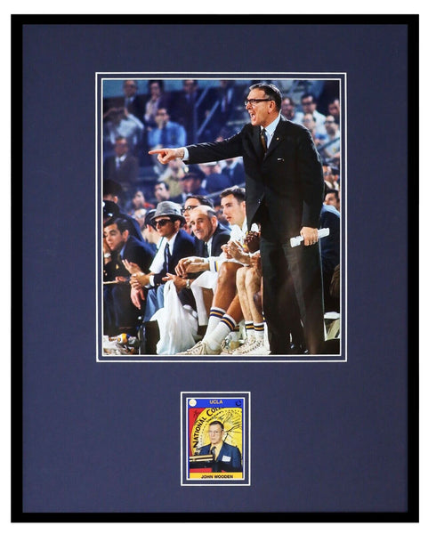 Coach John Wooden Signed Framed 16x20 Photo Display UCLA