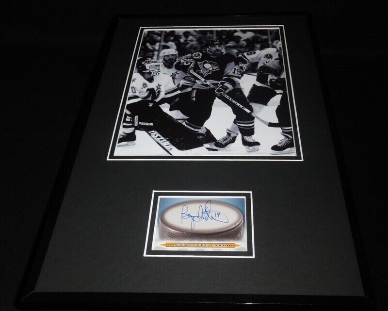 Bryan Trottier Signed Framed 11x17 Photo Display Penguins Islanders