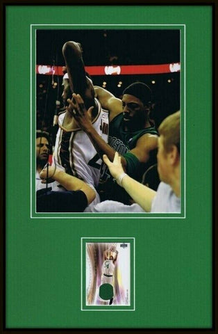 Paul Pierce Framed 11x17 Game Used Jersey & Photo Display vs Lebron UDA Celtics 