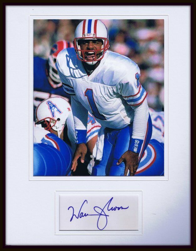 Warren Moon Signed Framed 11x14 Photo Display Oilers