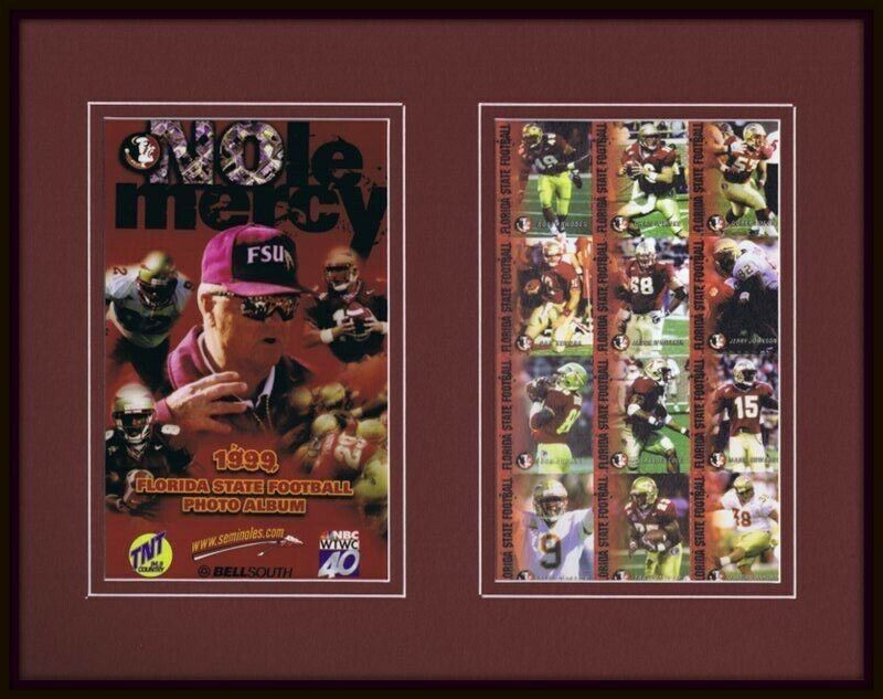 1999 Florida State Framed Card Sheet & Photo Display 11x14 Bowden Warrick Weinke