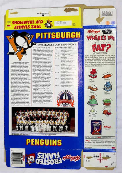 1992 Frosted Flakes Pittsburgh Penguins Tony Tiger Stanley Cup Cereal Box 