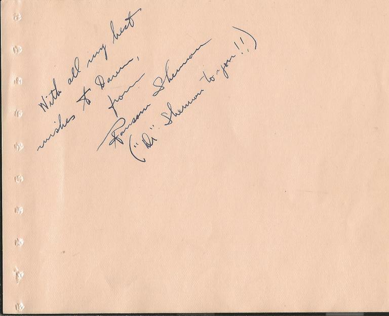 Ransom Sherman Signed 4.75x6 Vintage Album Page Fibber McGee and Molly