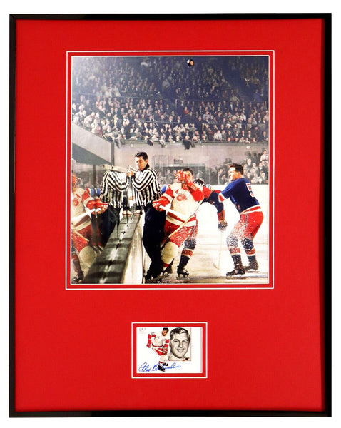 Alex Delvecchio Signed Framed 16x20 Photo Display Red Wings