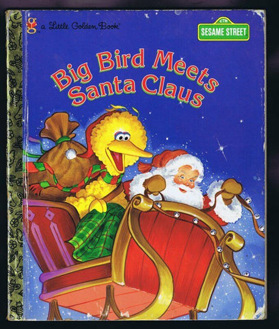 ORIGINAL Vintage 1997 Sesame Street Big Bird Meets Santa Claus Golden Book  