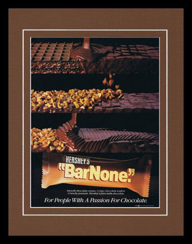 ORIGINAL Vintage 1990 Hershey's Bar None Bar 11x14 Framed Advertisement