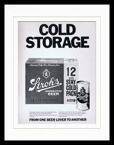 1971 Stroh's Beer Framed 11x14 ORIGINAL Vintage Advertisement 