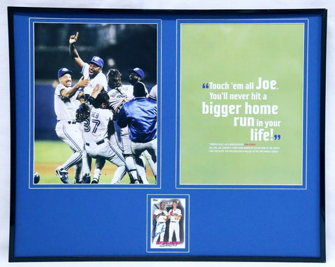 Joe Carter Signed Framed 16x20 Photo Set 1993 World Series HR Blue Jays