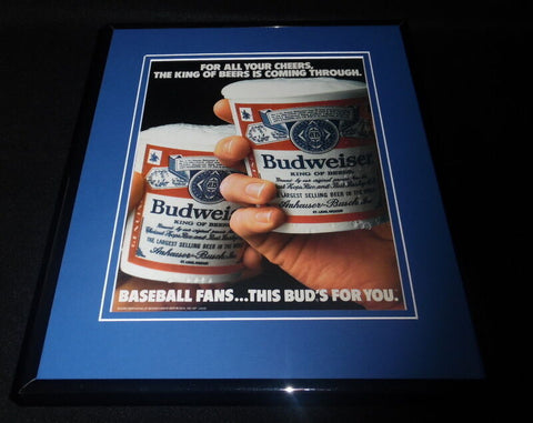 1990 Budweiser Beer / Baseball Framed 11x14 ORIGINAL Advertisement