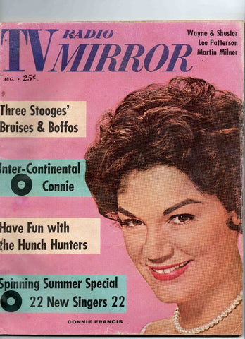 VINTAGE Aug 1961 Radio and TV Mirror Magazine Connie Francis Three Stooges