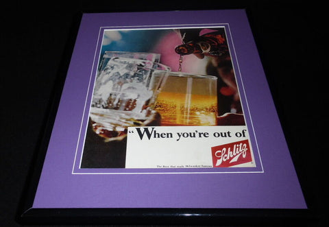 1966 Schlitz Beer Framed 11x14 ORIGINAL Vintage Advertisement B