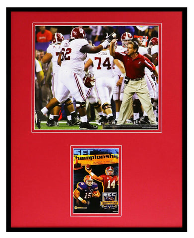 Nick Saban 2008 SEC Championship Framed 16x20 Photo & Program Cover Set 