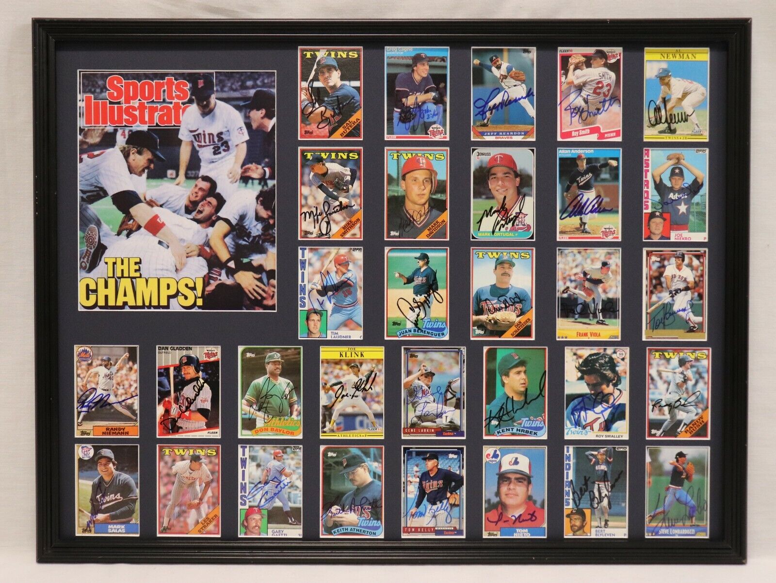 1987 Minnesota Twins World Series Champions Team Signed Framed 18x24 Photo Set