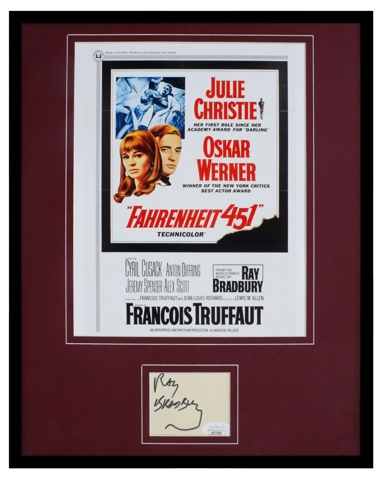 Ray Bradbury Signed Framed 11x14 Fahrenheit 451 Poster Display JSA