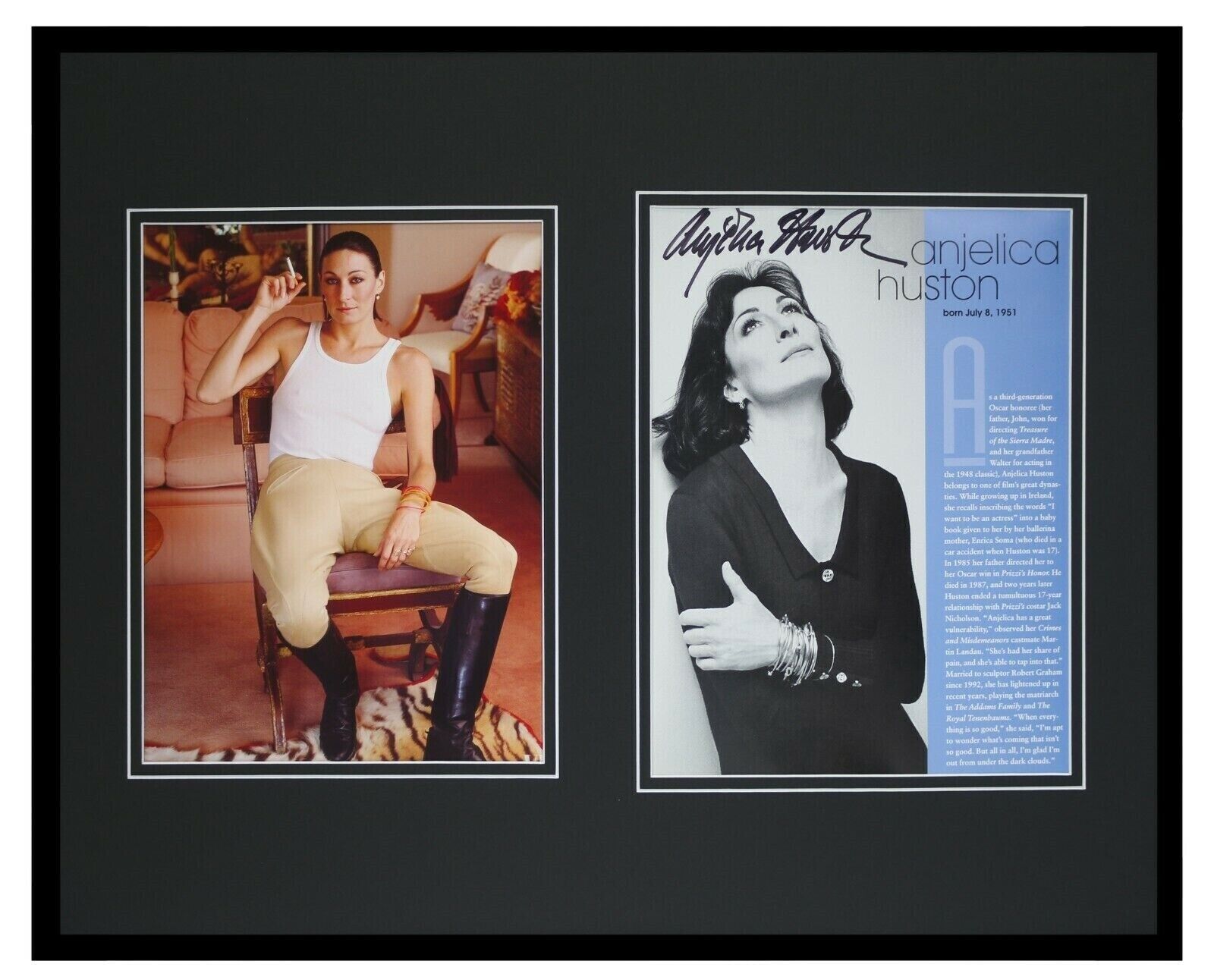 Anjelica Huston Signed Framed 16x20 Photo Set Addams Family The Grifters