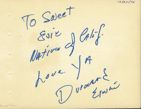 Durward Erwin Singer Hand Signed Album Page 1970