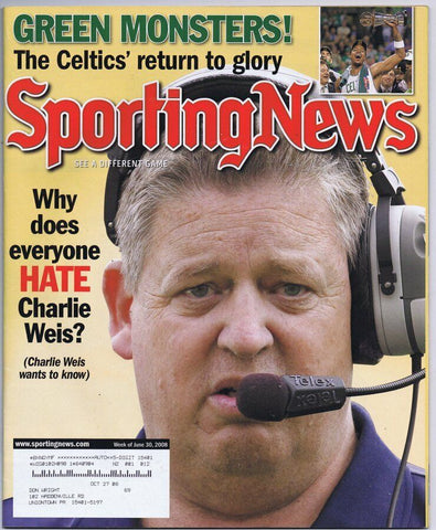 ORIGINAL Vintage June 30 2008 Sporting News Magazine Charlie Weis Notre Dame