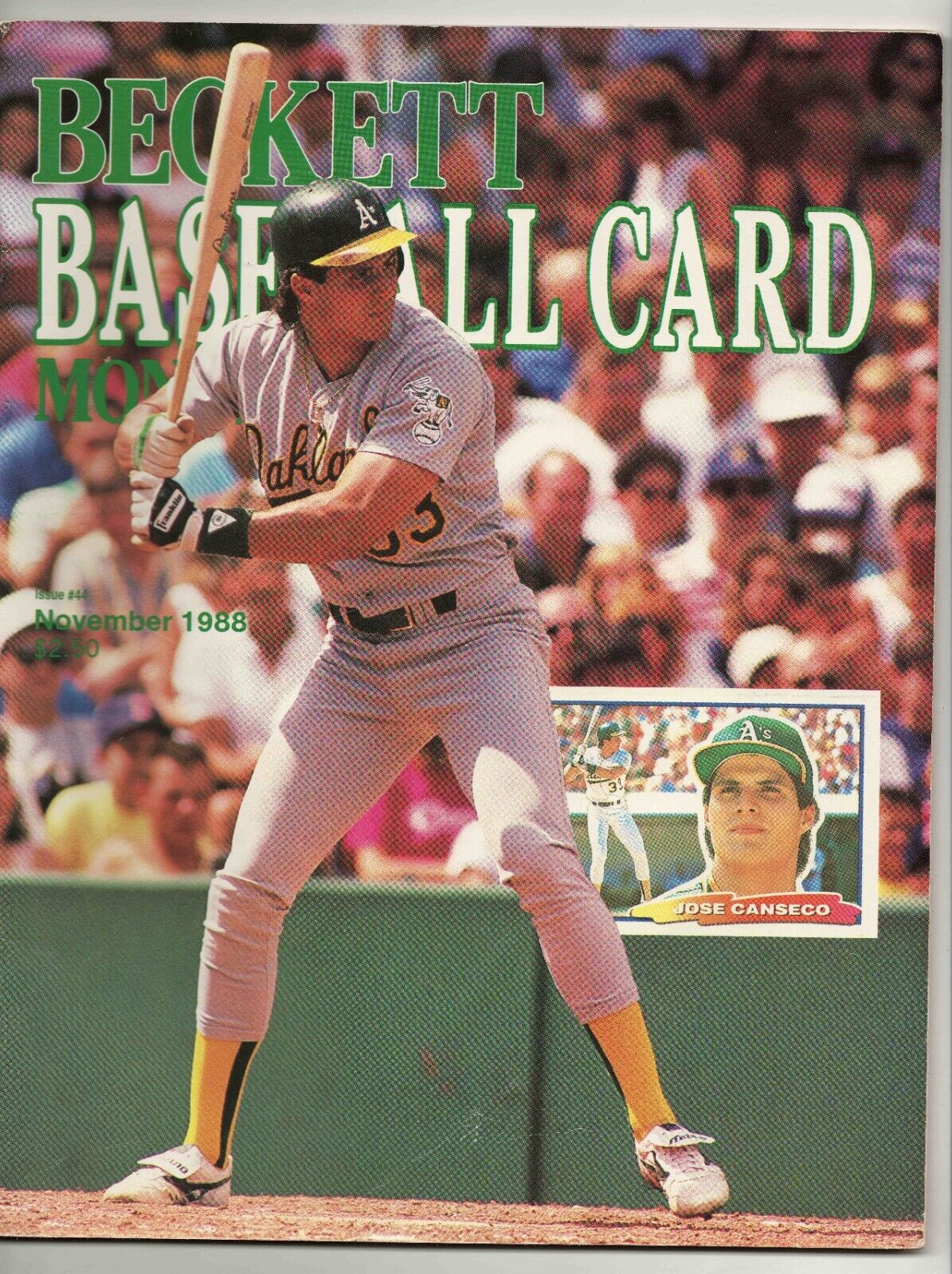 VINTAGE Nov 1988 Beckett Baseball Card Magazine #44 Jose Canseco A's