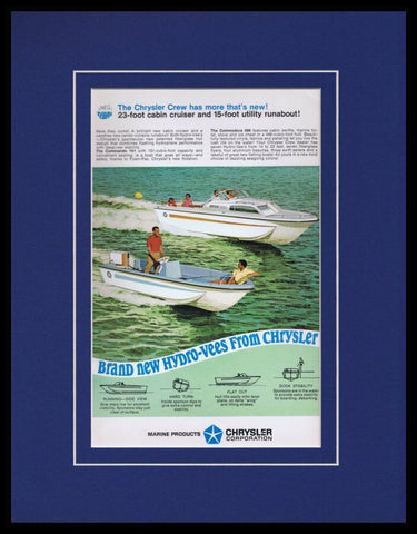 1968 Chrysler Hydo Vees Boat Framed 11x14 ORIGINAL Vintage Advertisement