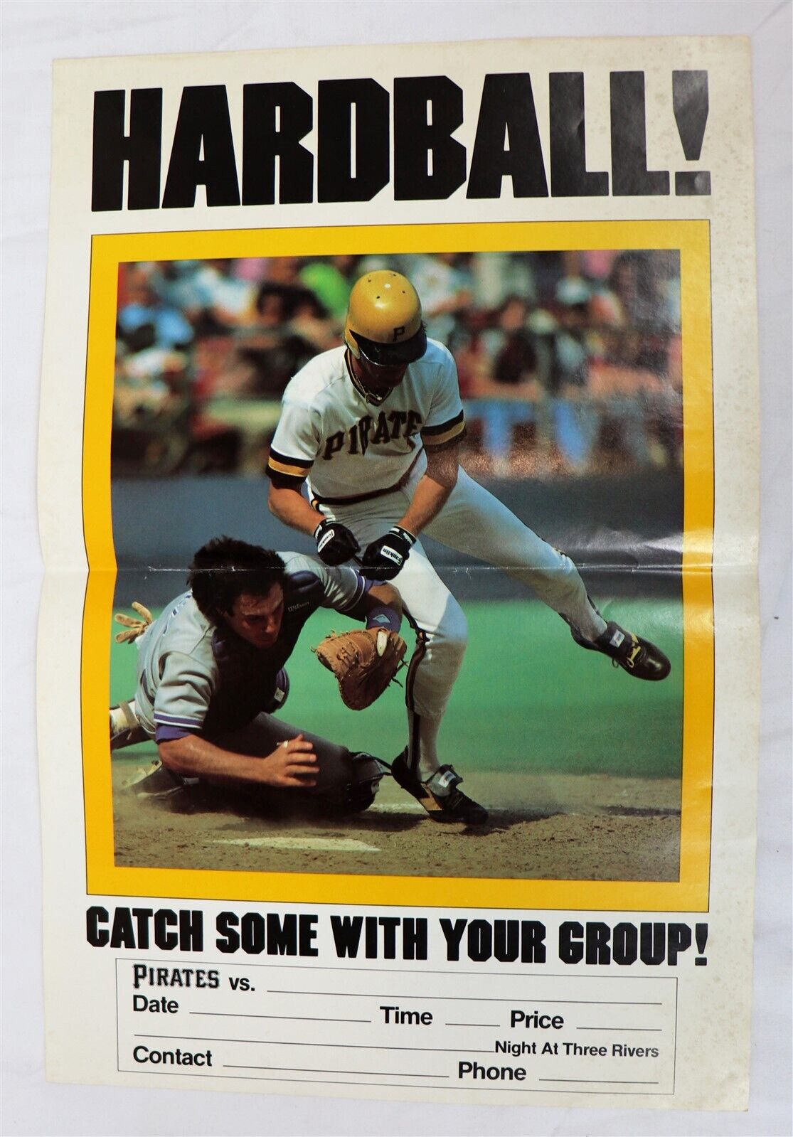 VINTAGE 1980s Pittsburgh Pirates Group Ticket Sales 12x18" Folded Poster 