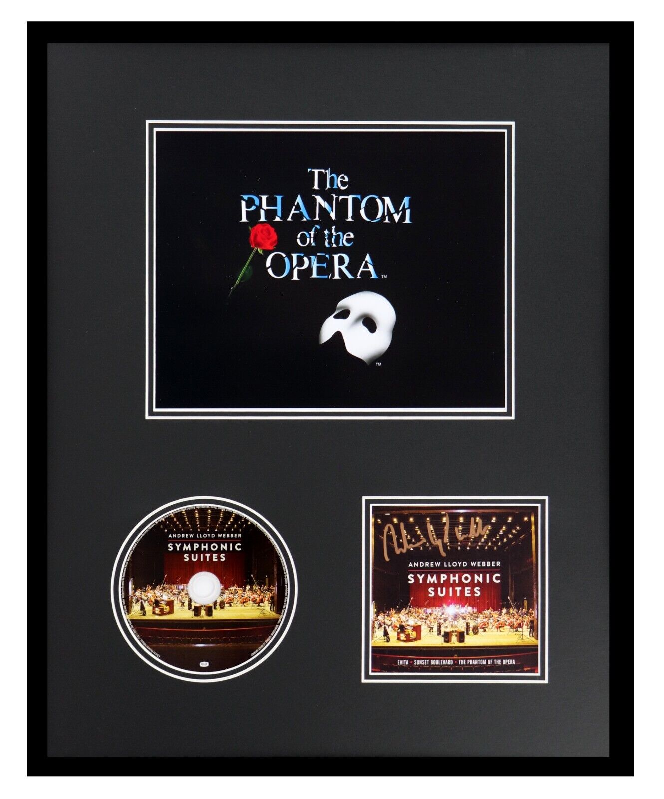 Andrew Lloyd Webber Signed Framed 16x20 Phantom of the Opera CD & Poster Display