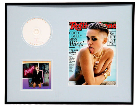 Miley Cyrus 16x20 Framed Can't Be Tamed CD & 2013 Rolling Stone Display