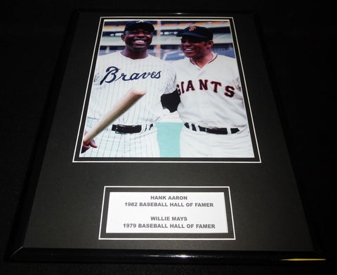 Willie Mays & Hank Aaron Framed 11x14 Photo Display Giants Braves