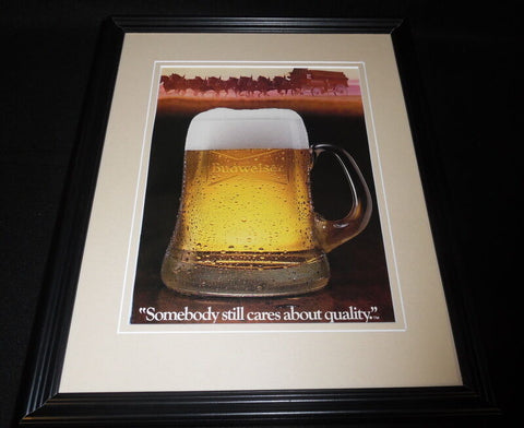 1987 Budweiser Beer Somebody Cares Framed 11x14 ORIGINAL Vintage Advertisement