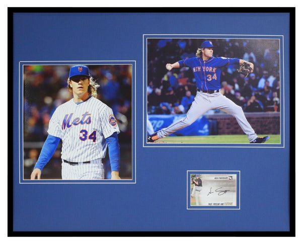 Noah Syndergaard Signed Framed 16x20 Rookie Card & Photo Set ITG Mets