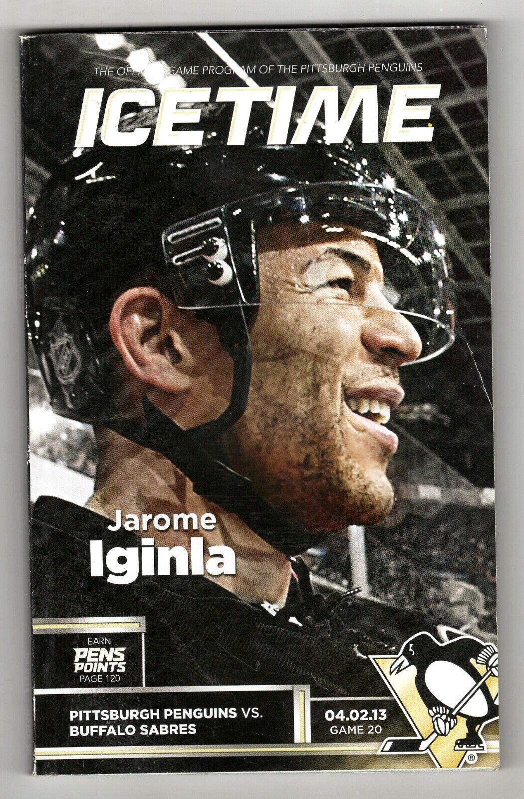 VINTAGE Apr 2 2013 Pittsburgh Penguins Buffalo Sabres Program Jarome Iginla