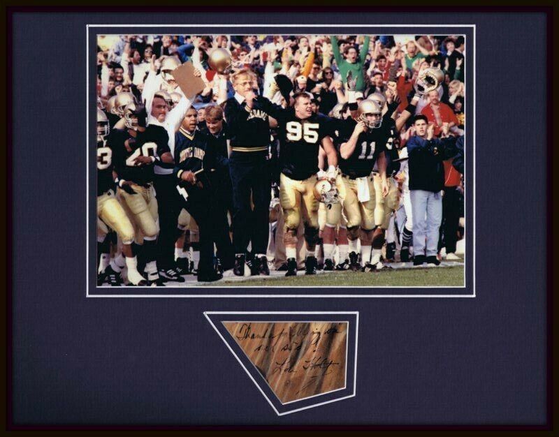 Lou Holtz Signed Framed 11x14 Photo Display Notre Dame