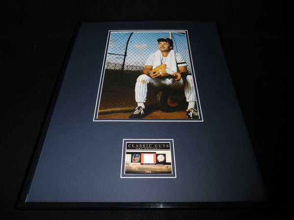 Don Mattingly 16x20 Framed Game Used Jersey & Photo Display Yankees